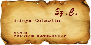 Szinger Celesztin névjegykártya